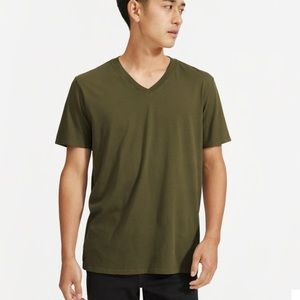 EVERLANE Green Cotton V-neck T-shirt Small